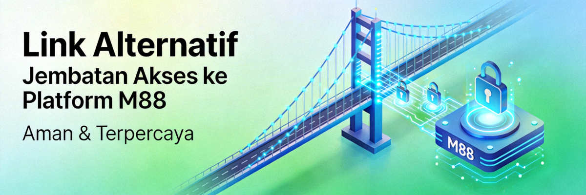 Ilustrasi konsep link alternatif sebagai jembatan akses ke platform M88 yang aman dan terpercaya